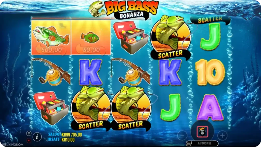 Scatter som aktiverar free spins i Big Bass Bonanza